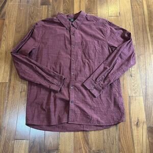Hurley Men's XL Burgundy Long Sleeve Button-Up Shirt Casual